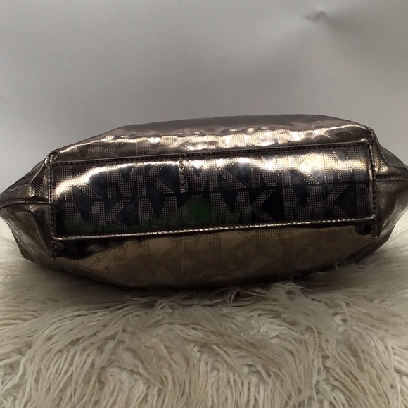 Michael Kors Metallic Bronze Monogram Print Shoulder Bag - Picture 5 of 11
